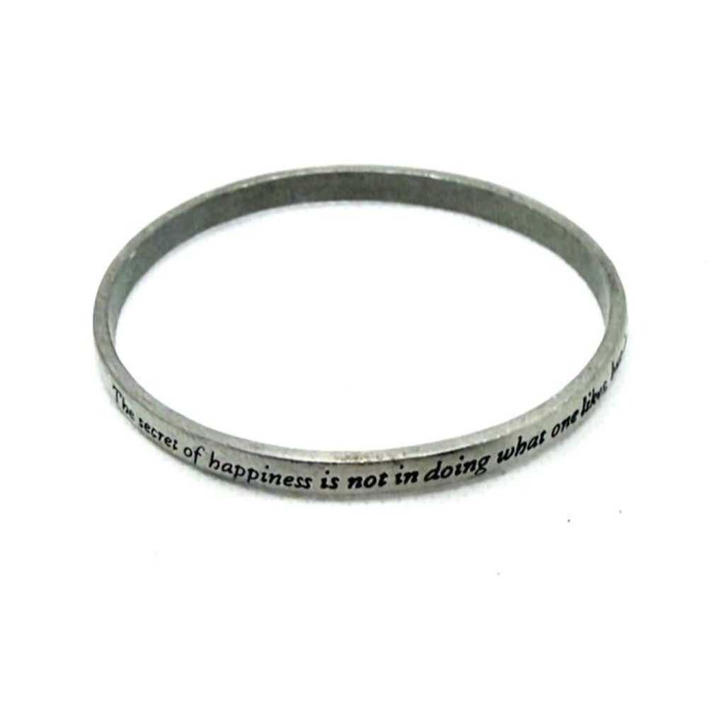 Pewter Finding Neverland Inspirational Quotes Engraved Bangle Bracelet Canco